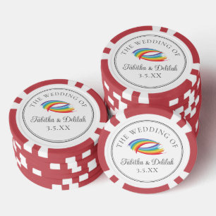 Jetons De Poker Mariage personnalisé arc-en-ciel magnifique