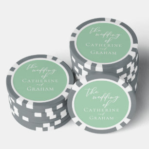 Jetons De Poker Mariage personnalisé Chic Mint Green White
