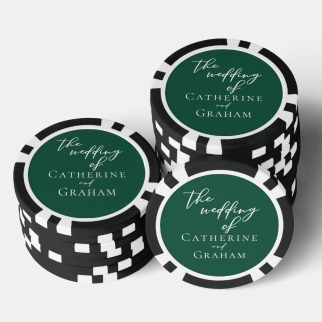 Jetons De Poker Mariage personnalisé Emerald Green White (Empiler)