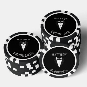 Jetons De Poker Mariage personnalisé Noir Groomsman Tuxedo