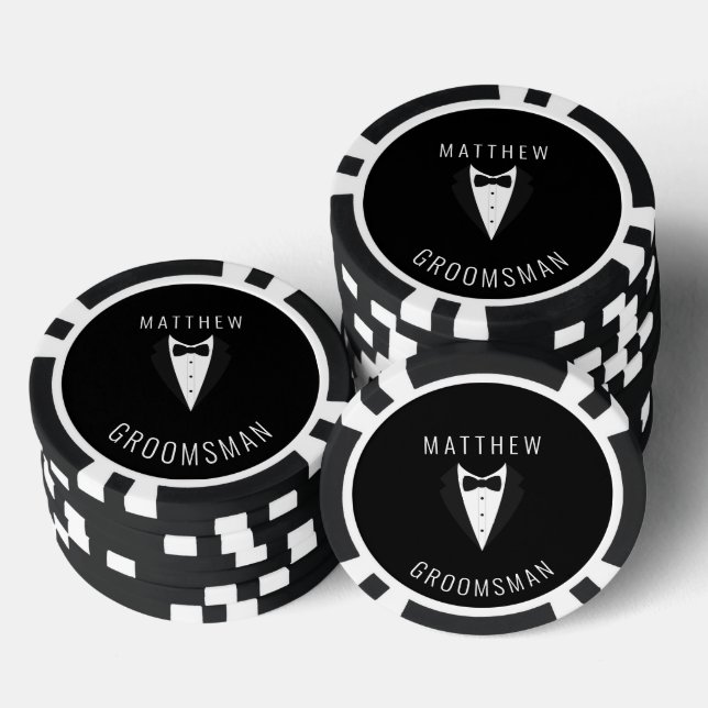 Jetons De Poker Mariage personnalisé Noir Groomsman Tuxedo (Empiler)