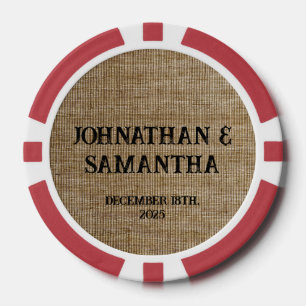Jetons De Poker Mariage personnalisé rustique burlap motif nature