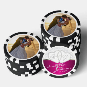 Jetons De Poker Mariage photo de couple en rose chaud