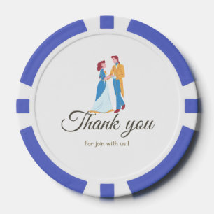 Jetons De Poker mariage voeu bleu jeu couple Cendrillon