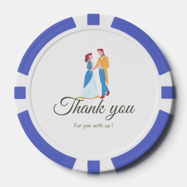 Jetons De Poker mariage voeu bleu jeu couple Cendrillon (Recto)