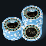 Jetons De Poker Marié à Las Vegas - Merci | Bleu<br><div class="desc">Chips de Poker style Casino. Marié à Las Vegas merci d'avoir partagé cette journée spéciale avec nous dans un design bleu, or et noir bébé. Faites une grande fête pour garder l'amour pour l'invité d'honneur ou votre invité. Plus de couleurs sont disponibles. REMARQUE : SEULEMENT CHANGER LES ZONES MODÈLES NÉCESSAIRES!...</div>