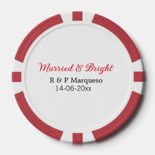 Jetons De Poker Marié & lumineux ajouter nom de couple mariage ajo