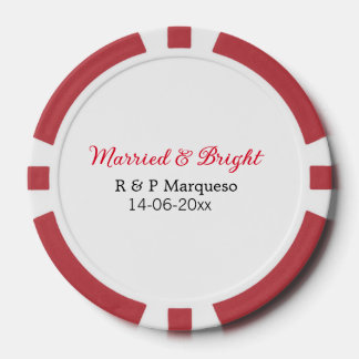 Jetons De Poker Marié & lumineux ajouter nom de couple mariage ajo