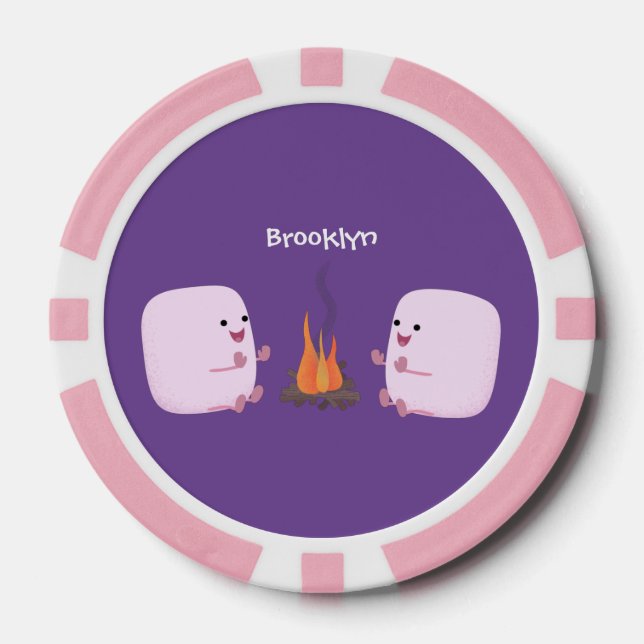 Jetons De Poker Marshmallows mignons roses par dessin animé sur le (Recto)