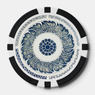 Jetons De Poker Médaillon Chinois : Chinoiserie Bleu Indigo