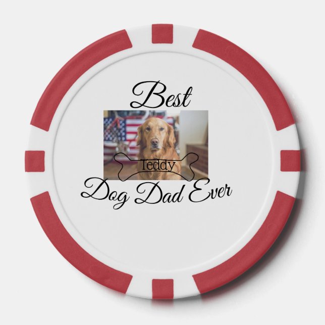 Jetons De Poker Meilleur chien papa jamais ajouter nom de l'animal (Recto)
