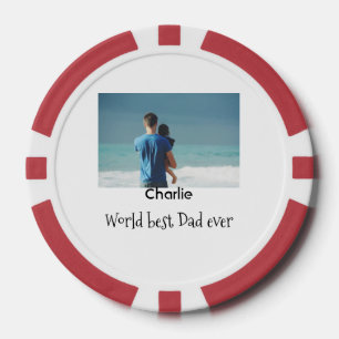 Jetons De Poker meilleur papa du monde photo nom date simple pères