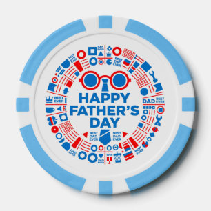 Jetons De Poker Meilleur Papa Ever Graphique Bleu Rouge Cadeau pou