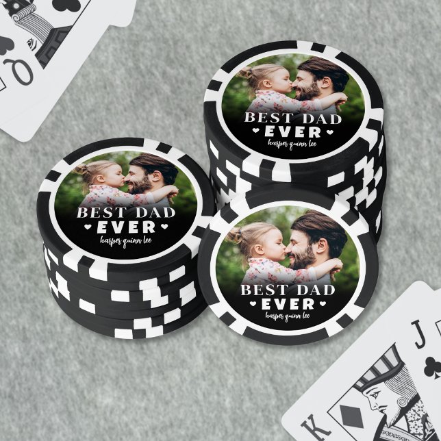 Jetons De Poker Meilleur papa jamais photo (Best Dad Ever Photo Poker Chips)