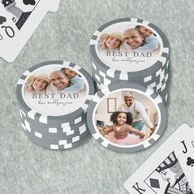 Jetons De Poker Meilleures photos de famille papa (Best Dad Family Photos Poker Chips)