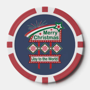 Jetons De Poker Merry Christmas Retro Marquee - Joy to the World