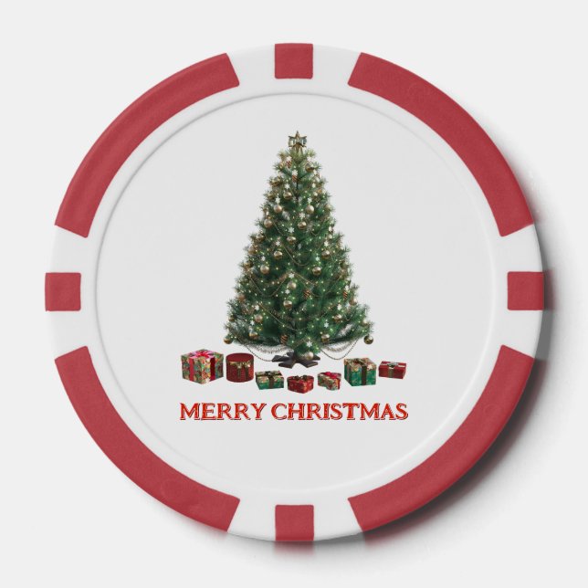 Jetons De Poker Merry Christmas. Tree (design 1) with gifts (Recto)