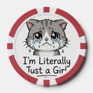 Jetons De Poker Mignon Chat Triste Esthétique "Je Suis Littéraleme