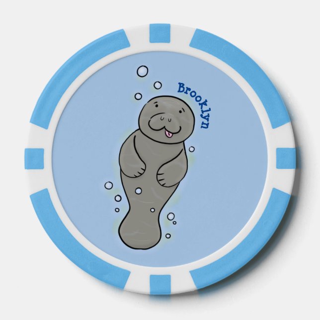 Jetons De Poker Mignonne manatée bébé avec bulles illustration (Recto)