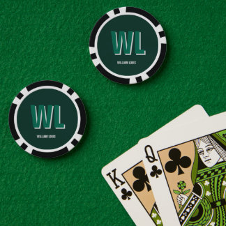 Jetons De Poker Minimalist Emerald Green Personalized Monogram