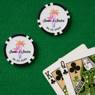Jetons De Poker Modèle de date de nom d'arbre de palmier de plage