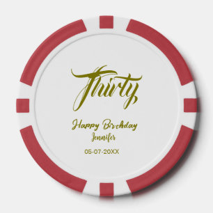 Jetons De Poker modèle or 30e anniversaire ajouter nom date année