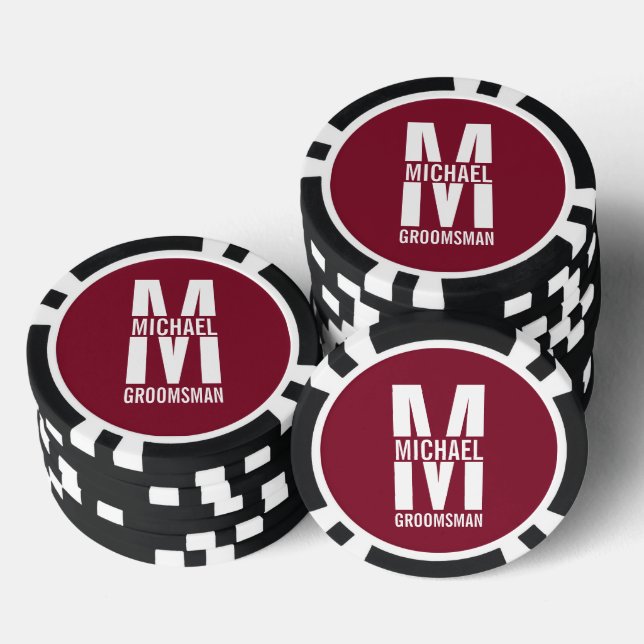 Jetons De Poker Modern Personalized Groomsmen Monogram and Name (Empiler)