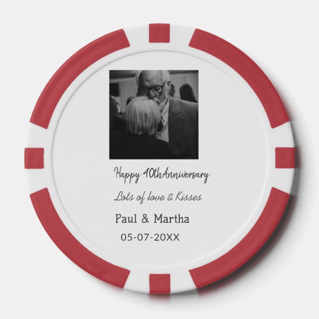 Jetons De Poker Moderne heureux 40e anniversaire ajouter nom date  (Recto)
