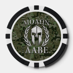 Jetons De Poker Molon Labe Warrior Mask Laurels en Chrome