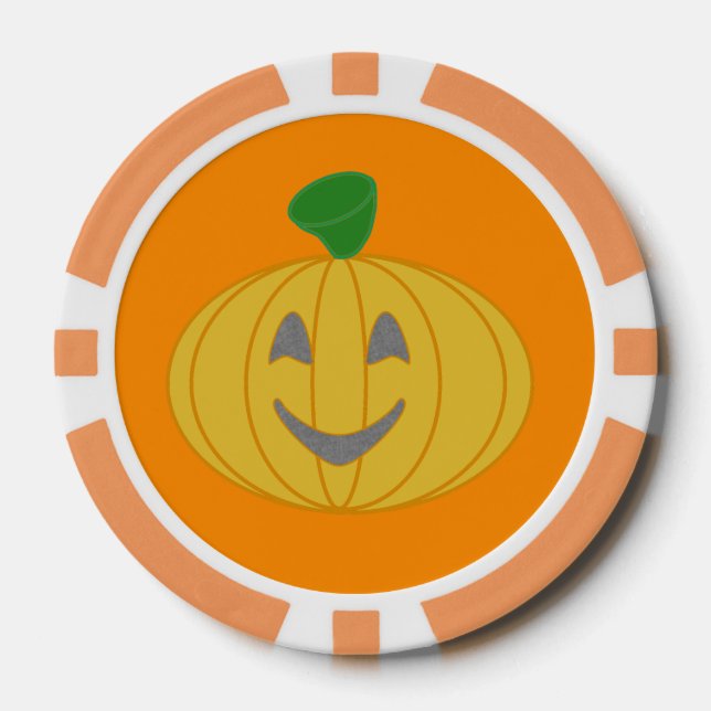 Jetons De Poker Mon Lucky Orange Citrouille Halloween Party Poker  (Recto)
