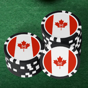 Jetons De Poker Monogramme canadien de feuille d'érable