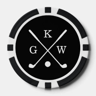 Jetons De Poker Monogramme de clubs de golf à 3 lettres