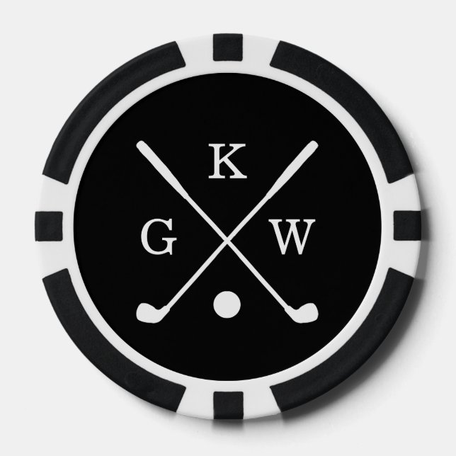 Jetons De Poker Monogramme de clubs de golf à 3 lettres (Recto)