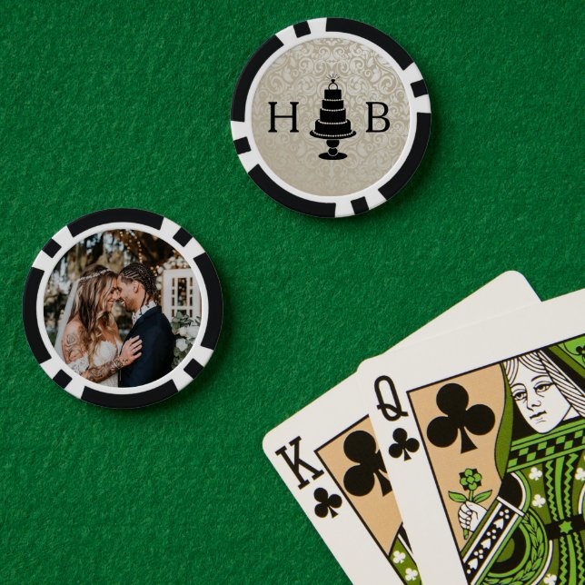 Jetons De Poker Monogramme de gâteau mariage (Table de poker (double))
