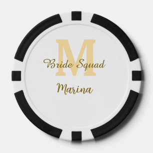 Jetons De Poker Monogramme de la team de la mariée en or simple sh