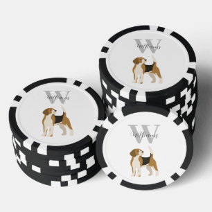 Jetons De Poker Monogramme de nom à l'aquarelle pour chien Beagle