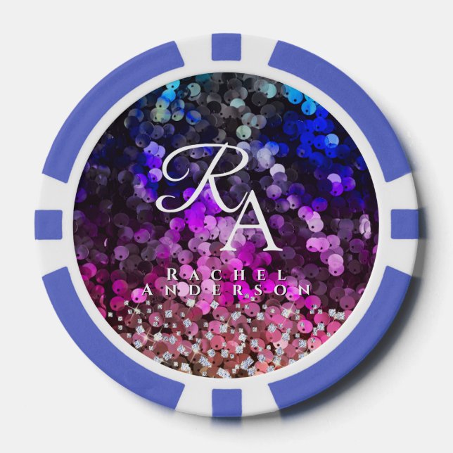 Jetons De Poker Monogramme de séquence de rayures (Recto)
