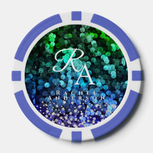 Jetons De Poker Monogramme de séquence de rayures