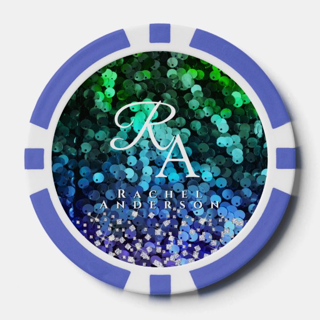 Jetons De Poker Monogramme de séquence de rayures (Recto)