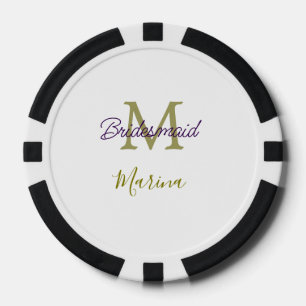 Jetons De Poker Monogramme de tribu de mariée simple en or pour la