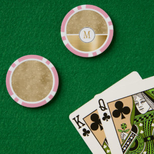 Jetons De Poker Monogramme d'étincelle dorée