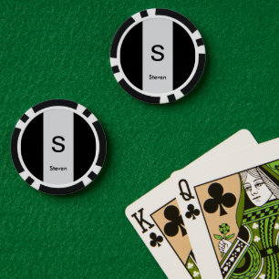 Jetons De Poker Monogramme Deux tons moderne noir et gris clair