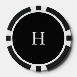 Jetons De Poker Monogramme Élégant Moderne Minimaliste Noir