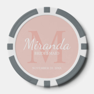 Jetons De Poker Monogramme et nom de la servante d'accueil personn