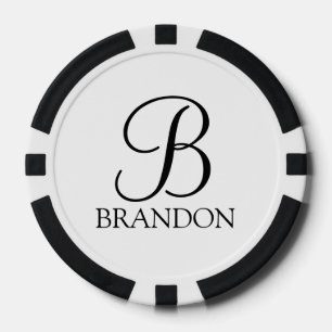 Jetons De Poker Monogramme et nom de script personnalisé