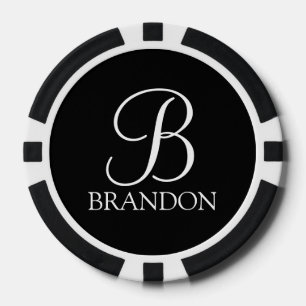 Jetons De Poker Monogramme et nom de script personnalisé