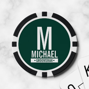 Jetons De Poker Monogramme et nom du Groomsman personnalisé
