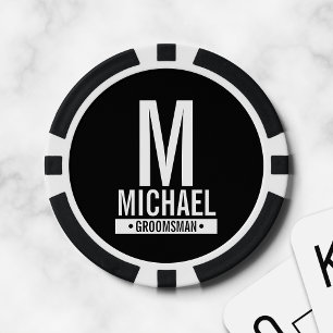 Jetons De Poker Monogramme et nom du Groomsman personnalisé