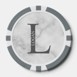 Jetons De Poker Monogramme et nom personnalisés