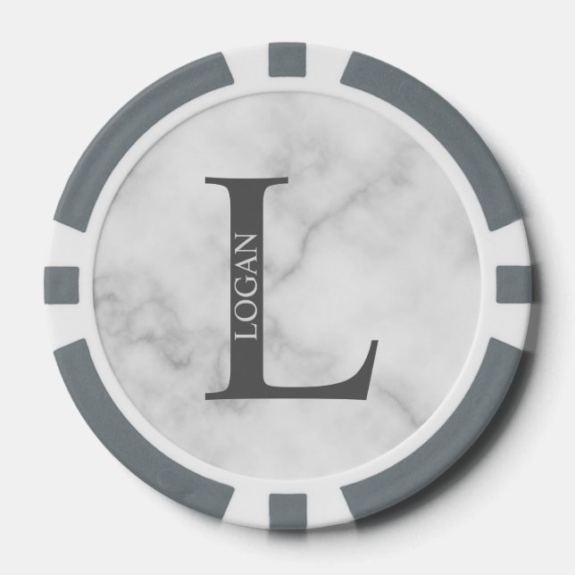 Jetons De Poker Monogramme et nom personnalisés (Recto)